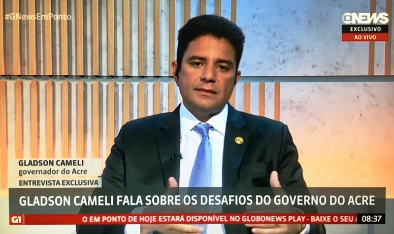Na Globo News, Gladson Cameli fala dos desafios da gestão