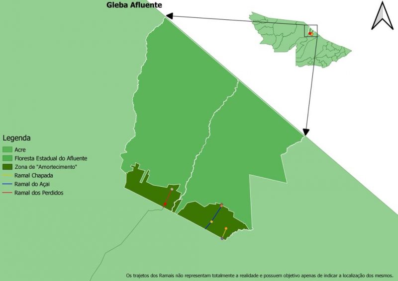 Mapa da área da Gleba Seringal Afluente. Foto: Cedida.