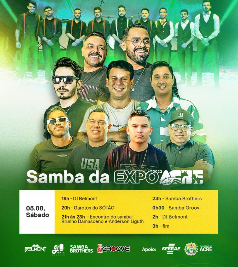 Artistas se apresentam na Noite do Samba da Expoacre no sábado