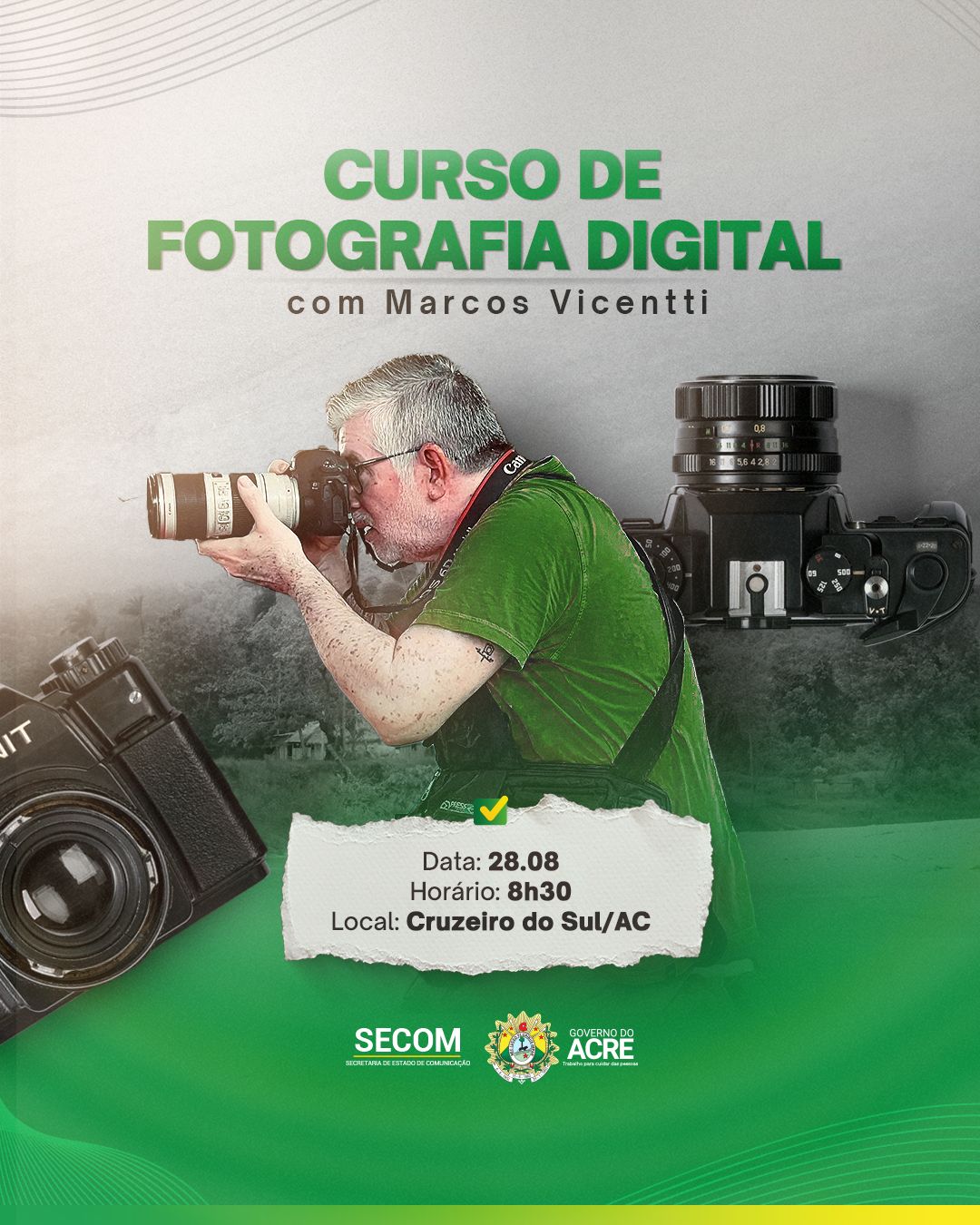 Estado realizará curso de fotografia digital para profissionais da comunicação em Cruzeiro do Sul