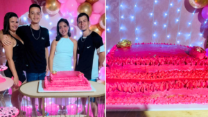 O rapaz aproveita as datas comemorativas para praticar a confeitaria, e produz bolos e doces para os festejos em família, como no aniversário de 15 anos de sua irmã mais nova, Maria Clara. Foto: cedida.