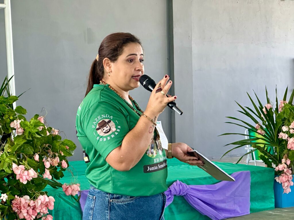 Elayne Camilo, em sua fala, explicou que firmar parceria com a Semulher é de suma importância. Foto: Franklin Lima/Semulher