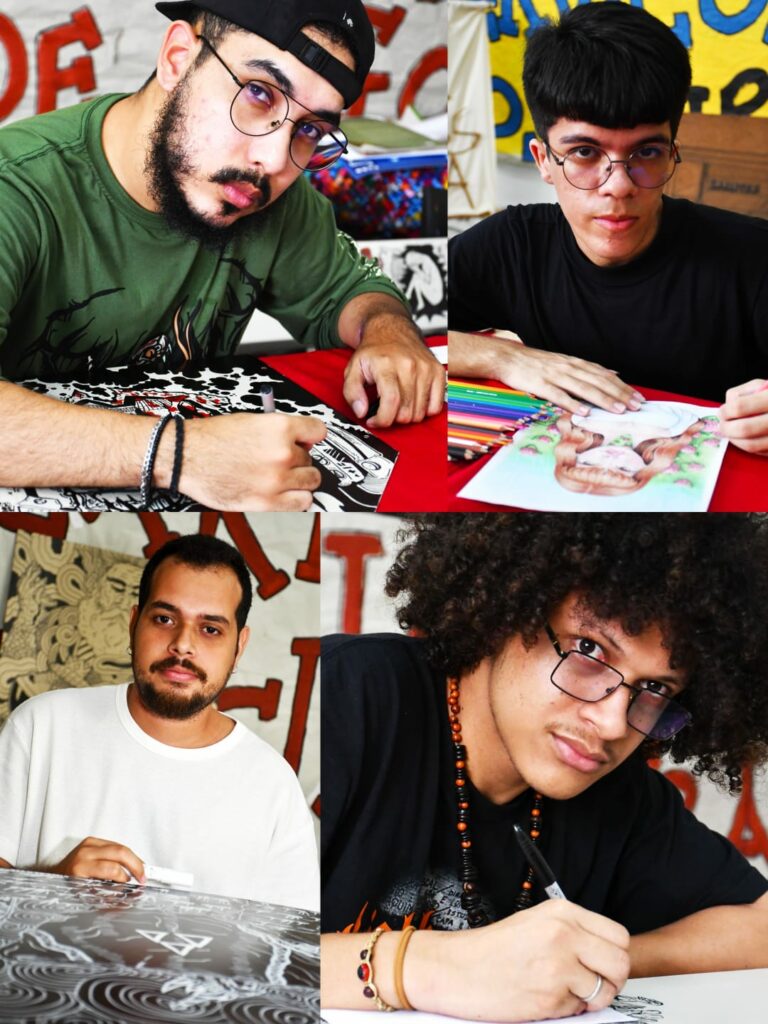 João Victor, Jhonatas, Diego e José Lucas compõem o Coletivo Errantes. Foto: divulgação