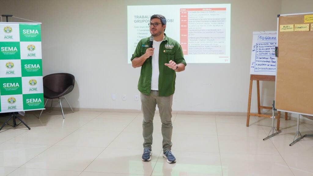 Secretário Leonardo Carvalho destaca a importância do planejamento para definição de metas prioritárias. Foto: Uêslei Araújo/Sema