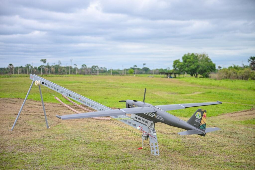 Primeiro voo do drone Harpia. Foto: Secom