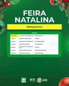 Lista de empreendedores selecionados para Feira e Vila Natalina em Rio Branco é divulgada; veja nomes 13 Lista de empreendedores selecionados para Feira e Vila Natalina em Rio Branco é divulgada; veja nomes