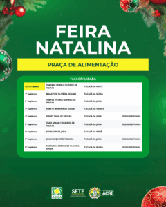 Lista de empreendedores selecionados para Feira e Vila Natalina em Rio Branco é divulgada; veja nomes 10 Lista de empreendedores selecionados para Feira e Vila Natalina em Rio Branco é divulgada; veja nomes