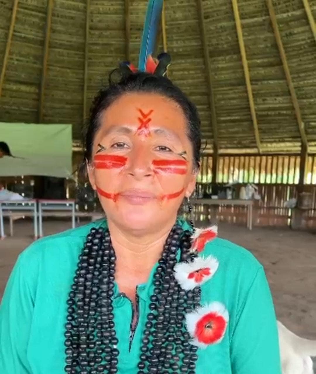 Amélia Alves Marques, é a líder do grupo Mulheres Guerreiras da Aldeia Novo Destino. Foto: cedida