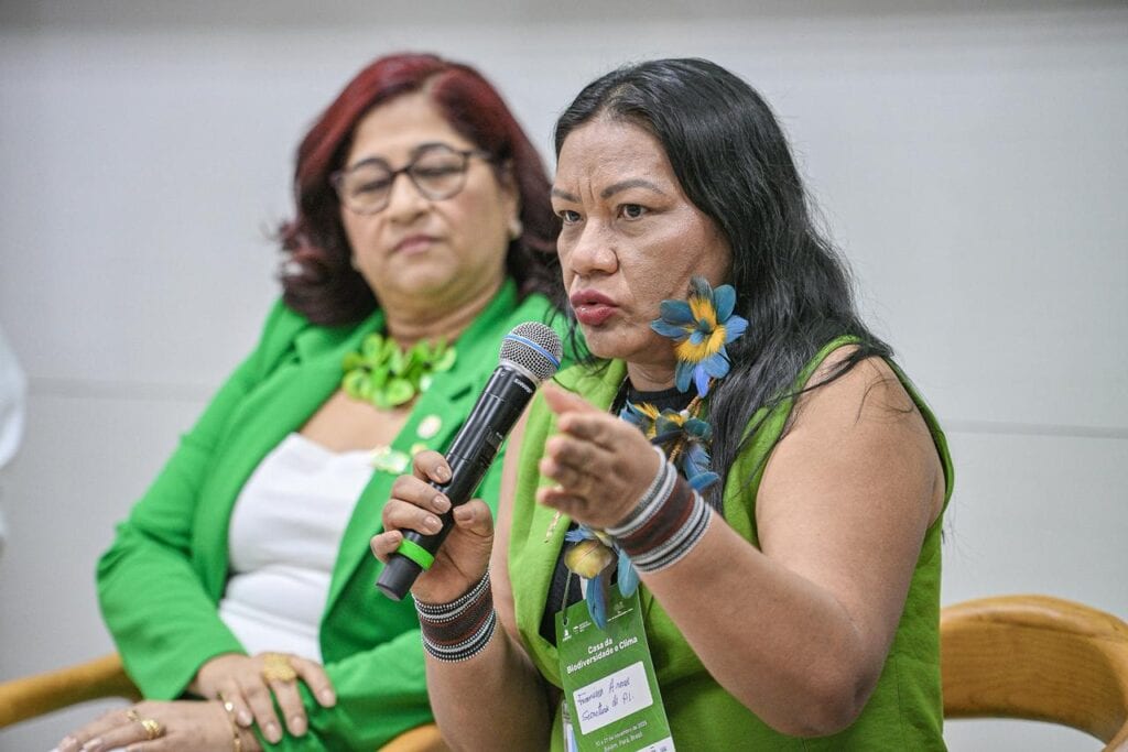 Secretária da Sepi, Francisca Arara, falou sobre os povos indígenas. Foto: Diego Gurgel/Secom