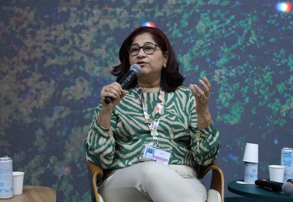 Presidente do IMC, Jaksilande Araújo contou os desafios no processo de atualização da nova repartição de benefícios do Programa de REDD+ Jurisdicional do Acre, o Isa Carbono. Foto: Pedro Devani/Secom