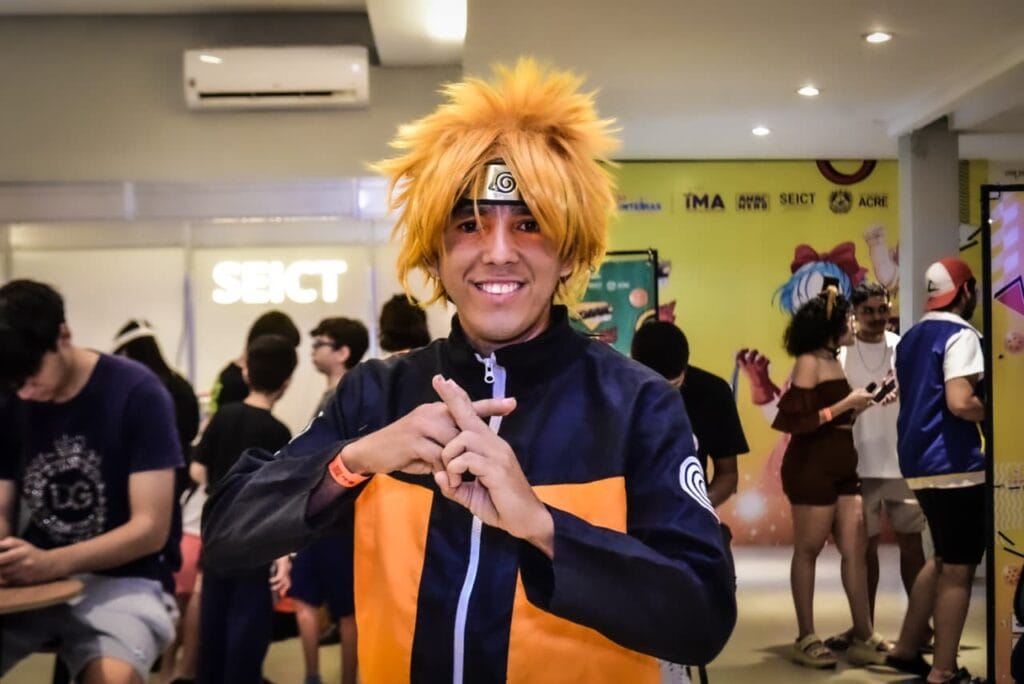Fantasiado de Naruto, Paulo Lima elogiou organização do evento. Foto: Raylanderson Frota/Secom