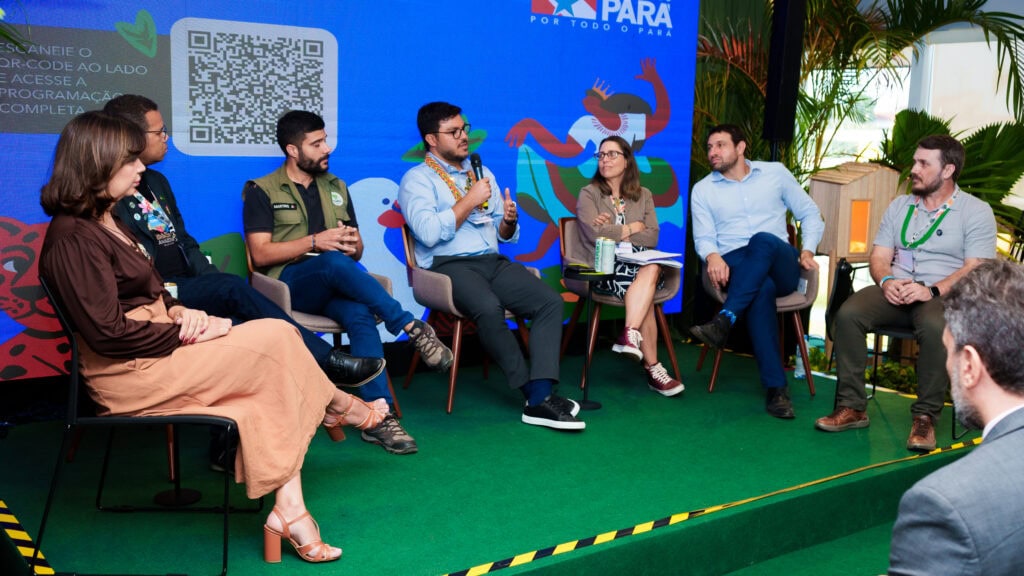 Ao longo da COP30, o secretário Leonardo Carvalho integrou 14 painéis temáticos, contribuindo com debates estratégicos. Foto: Uêslei Araújo/Sema