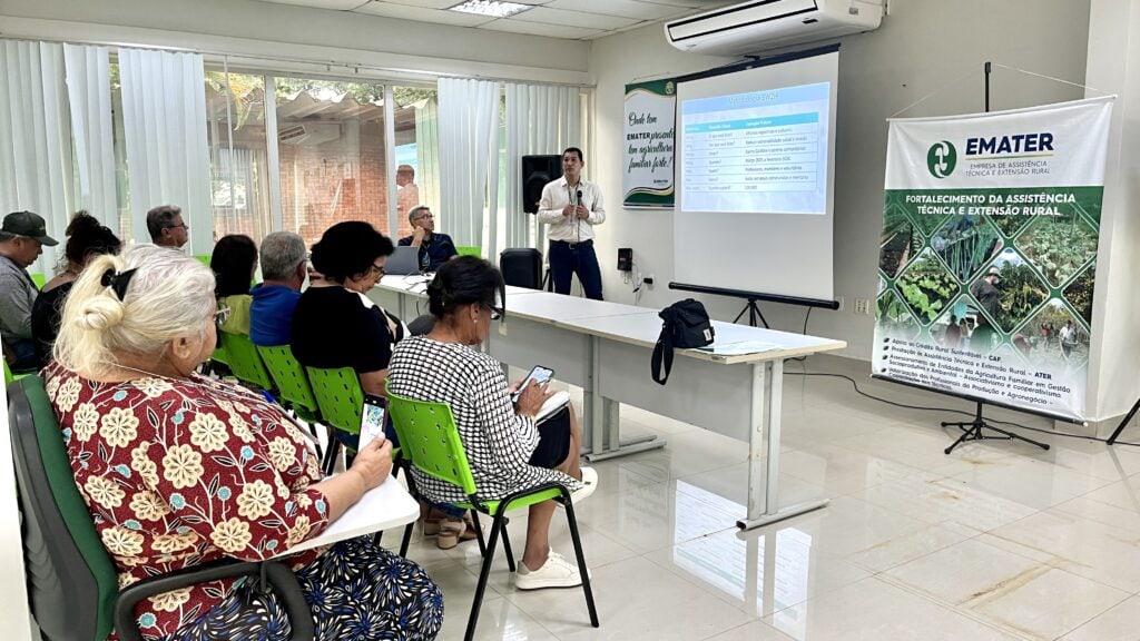 Palestra reúne técnicos da Emater para troca de conhecimentos e qualificação em gestão e elaboração de projetos voltados a associações e cooperativas rurais. Foto: Ellem Jady/REM