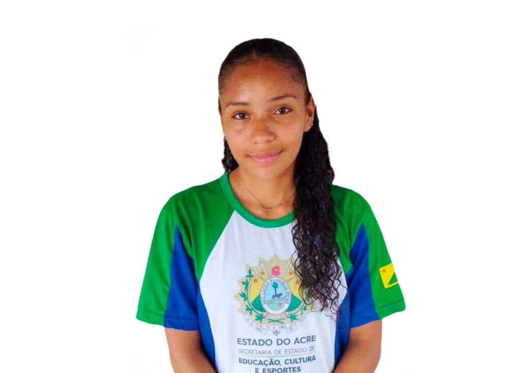 Aluna Jamily do Nascimento, representante da Escola Vicente Brito de Sousa em Feijó. Foto: Cedida