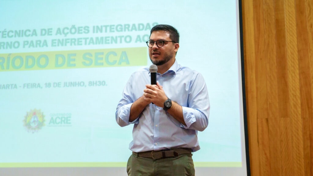 Secretário Leonardo Carvalho destaca que a inclusão das instituições no Cemaf fortalece uma governança ambiental mais inclusiva e participativa no Acre, ampliando a presença da sociedade civil e de povos e comunidades tradicionais nas decisões sobre políticas ambientais. Foto: Uêslei Araújo/Sema