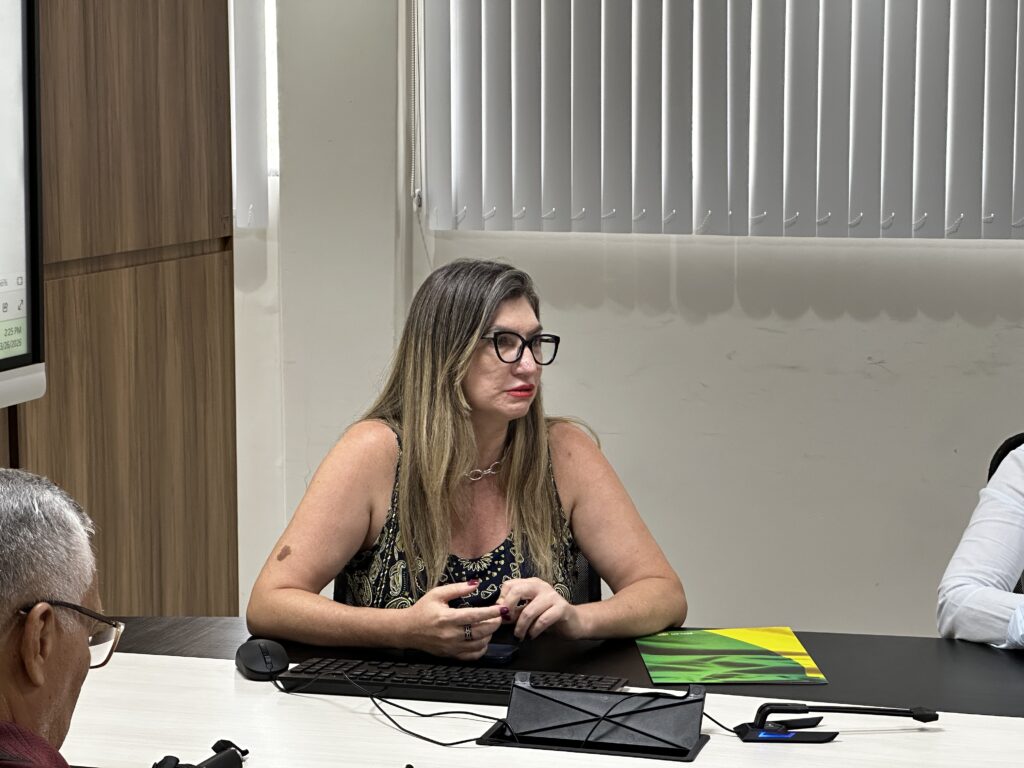 Diretora de Planejamento Estratégico e Governança da Seplan, Regiane Oliveira, conduziu a exposição dos dados do Ocad em 2025. Foto: Ascom/Seplan