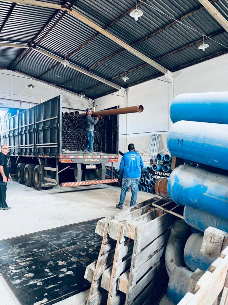 Chegada das tubulações iniciou na penúltima semana de março. Foto: cedida